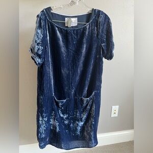 Anthropologie Floreat Navy Velvet Mini Dress